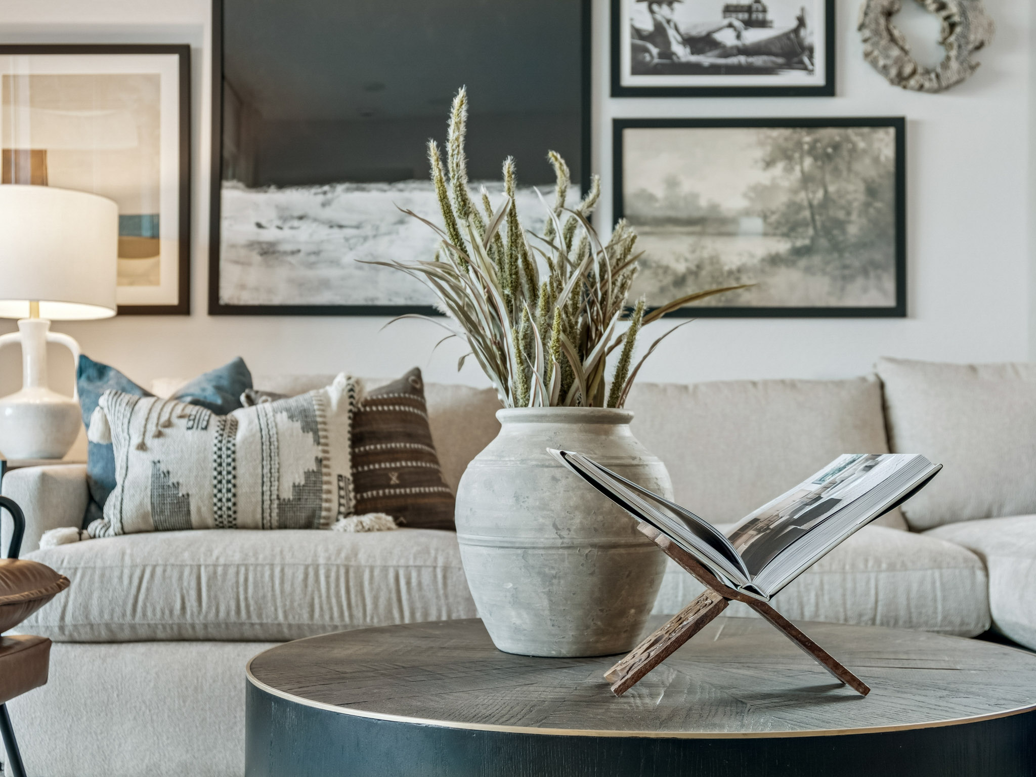 A vase with flowers on a table.