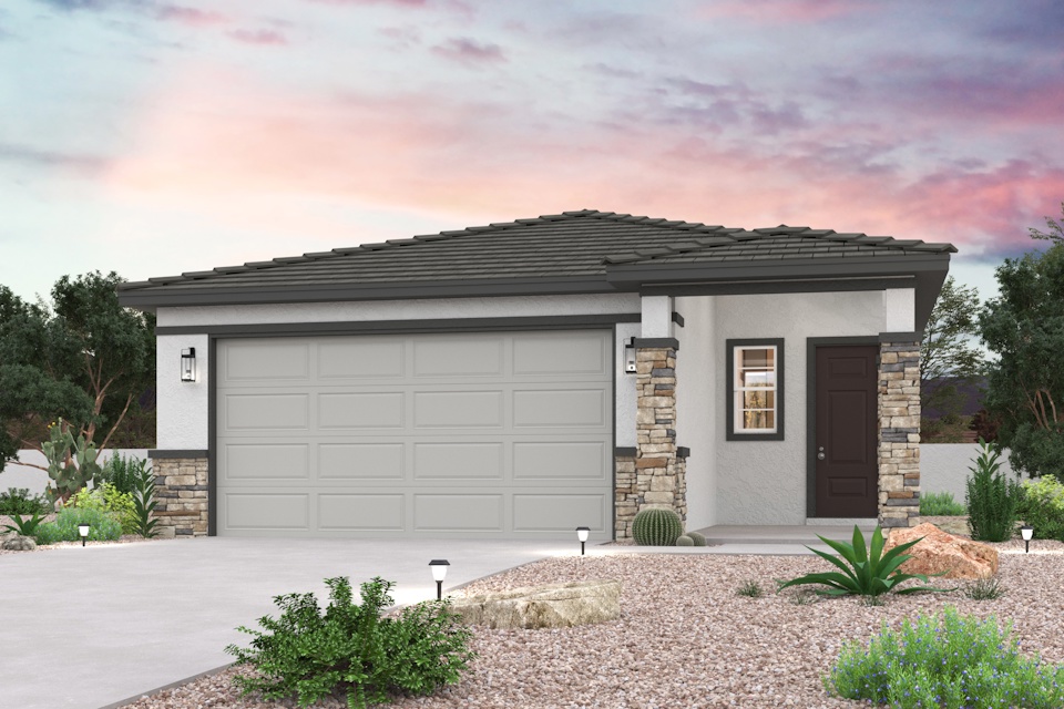 A house with a garage.