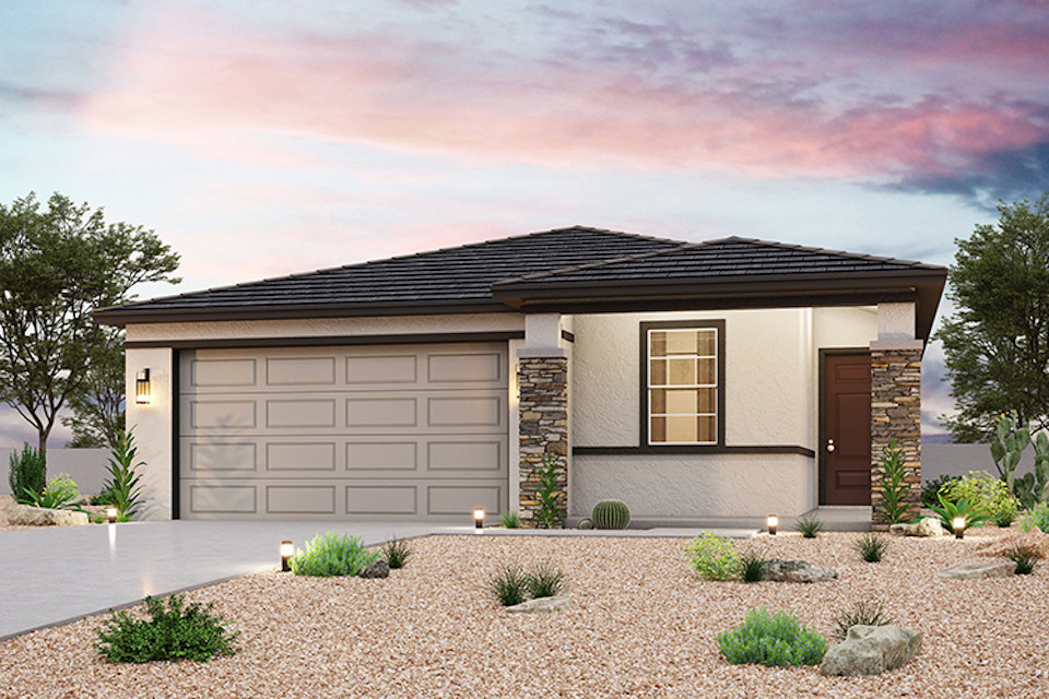 A house with a garage.