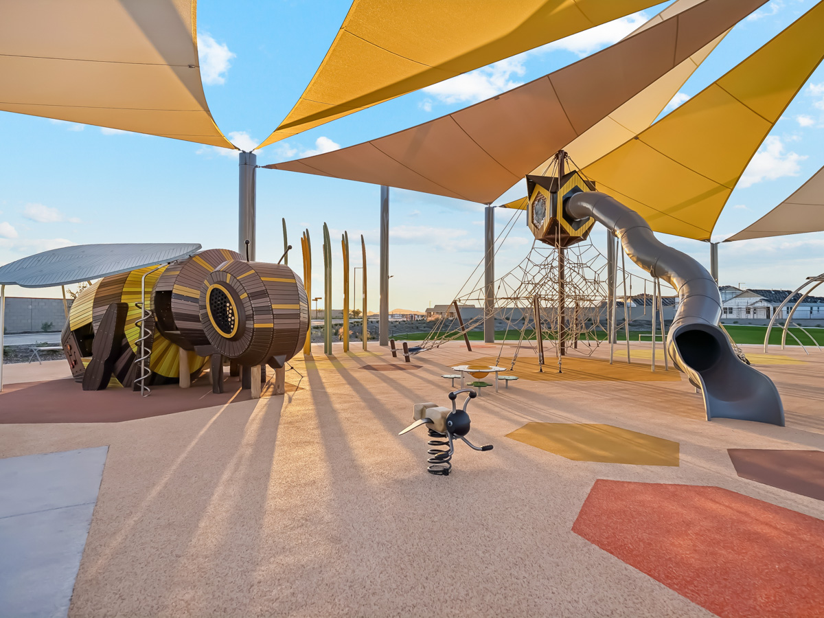 A group of airplanes in a swinger.