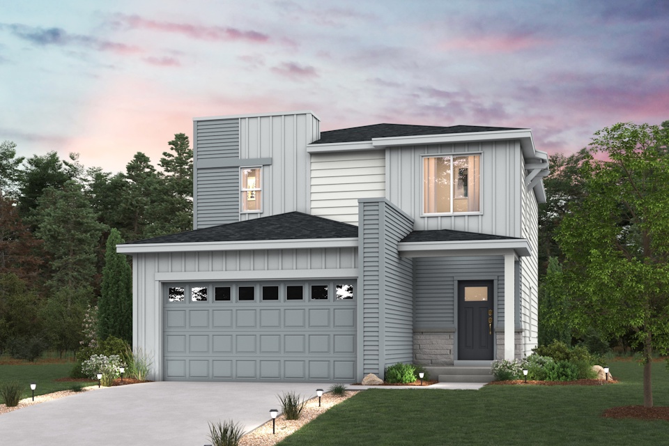 A house with a garage.