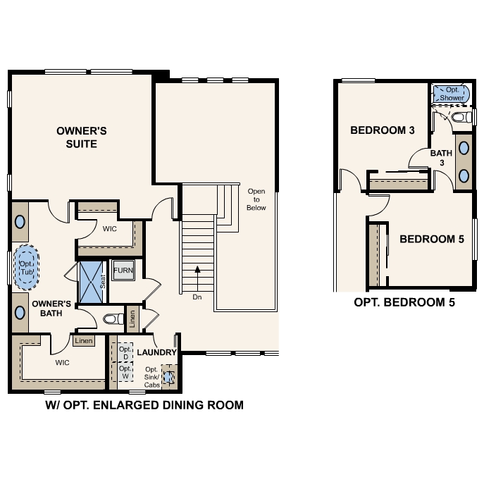 Diagram, engineering drawing. Wellesley Floorplan, Upper Level Options