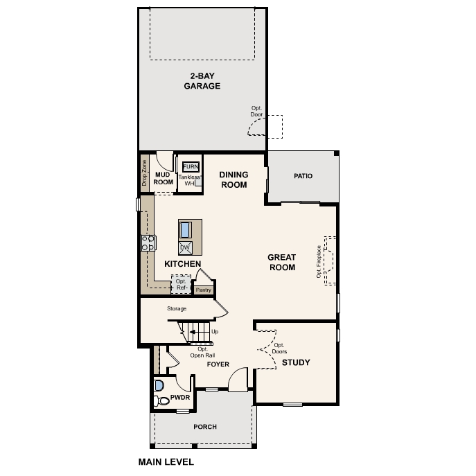 Diagram, engineering drawing. Langston Floorplan, Main Level