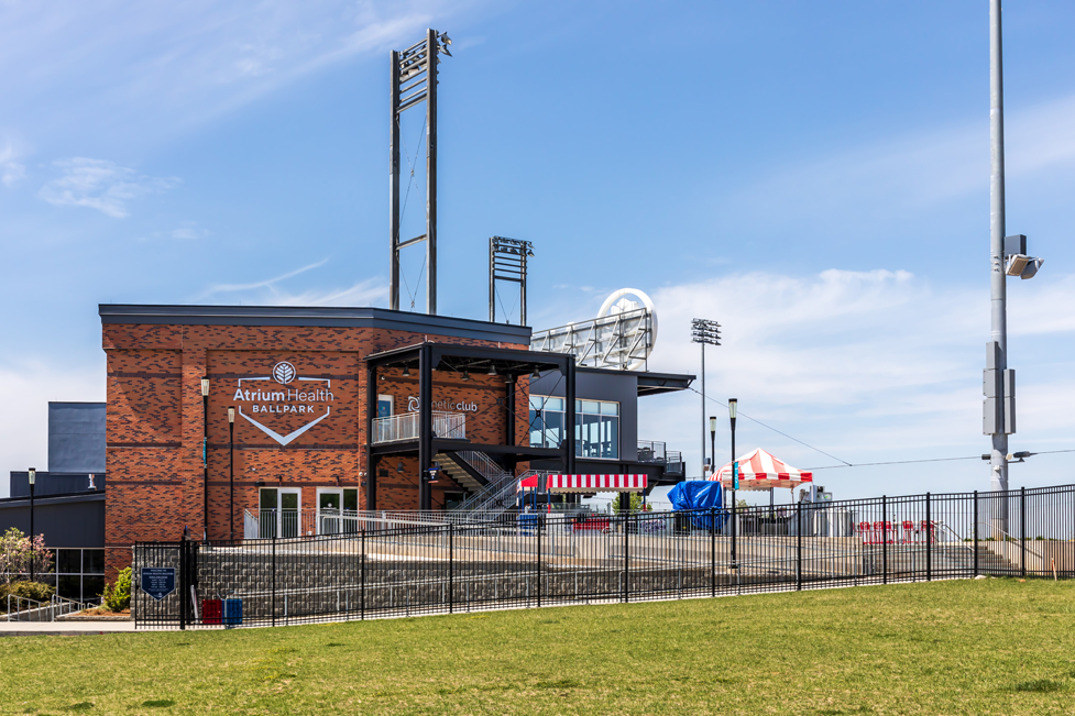 A building with a fence around it.