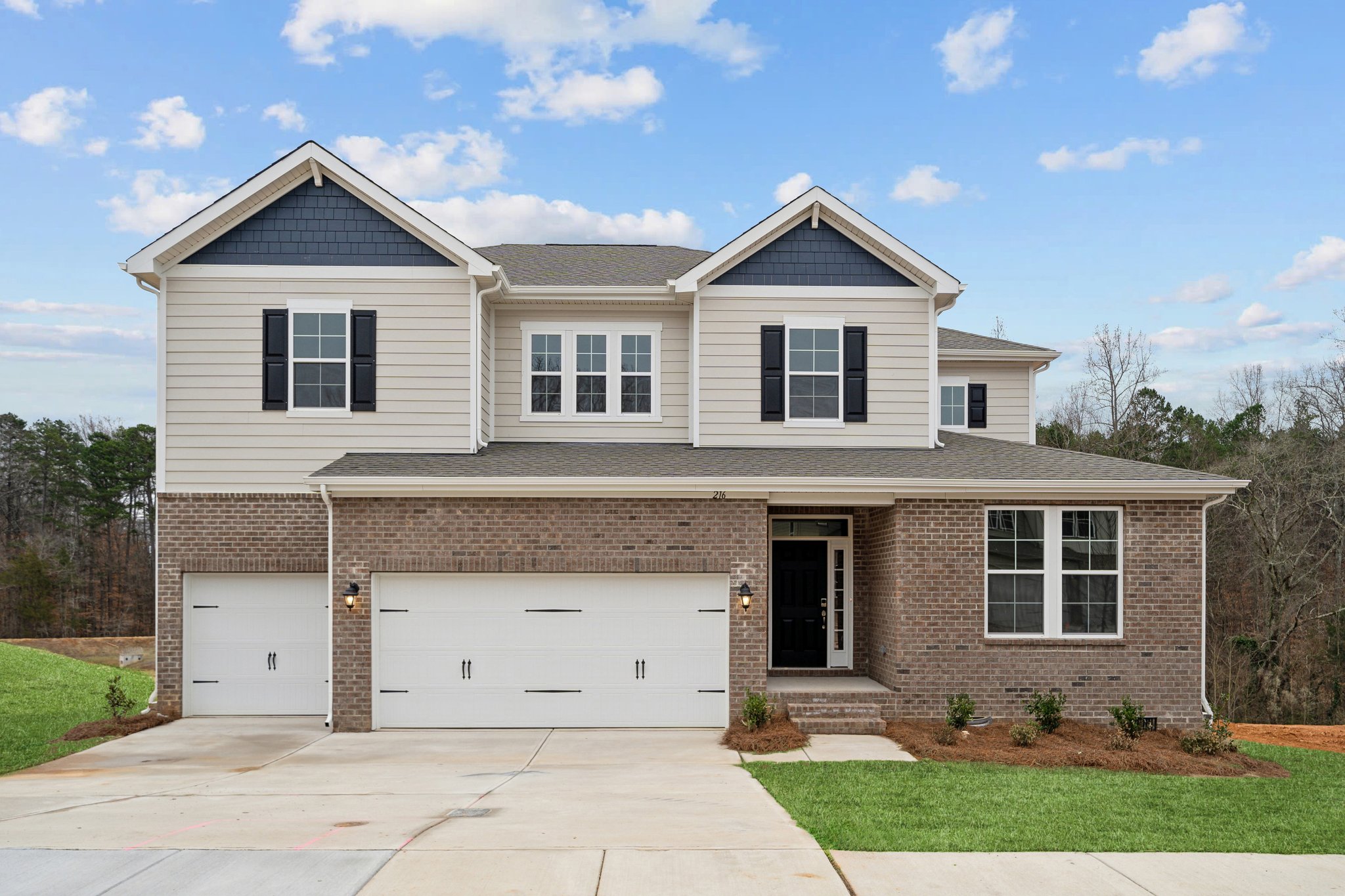 A house with a garage.