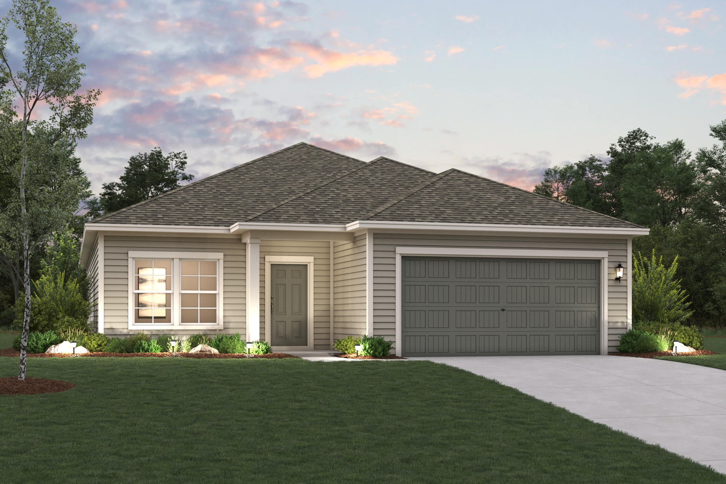 A house with a garage.