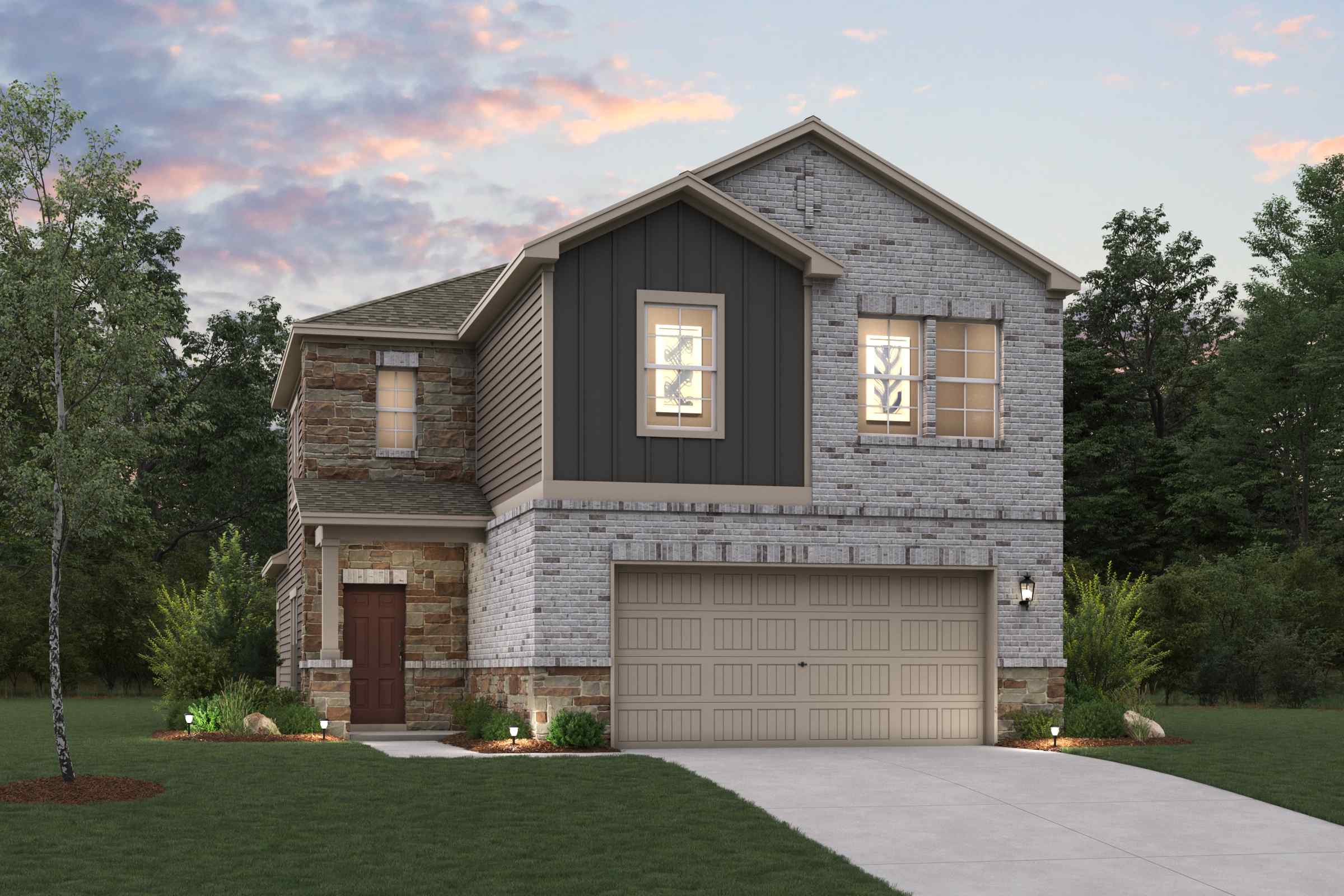 A house with a garage.