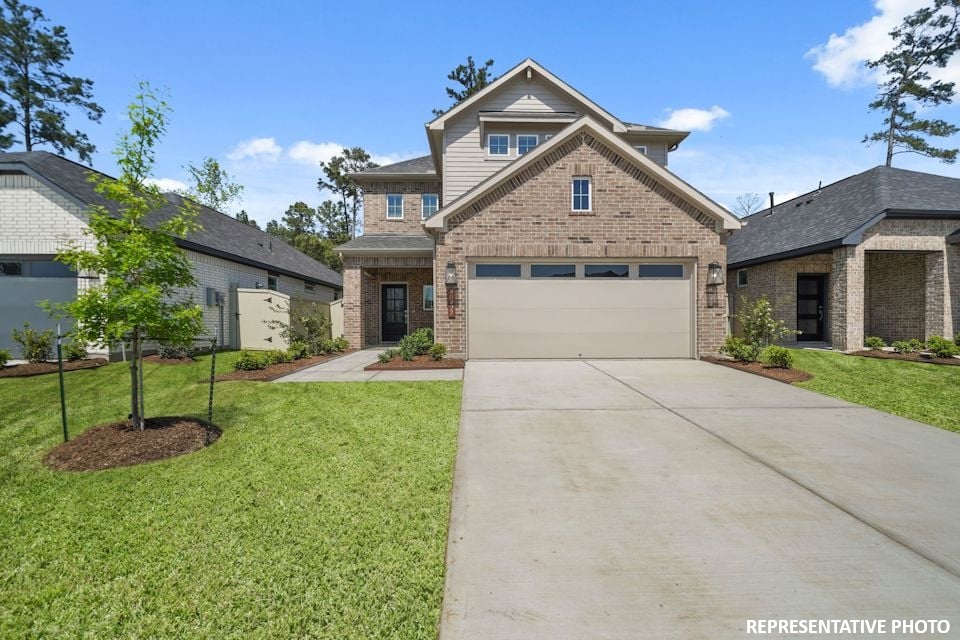 A driveway leading to a house.