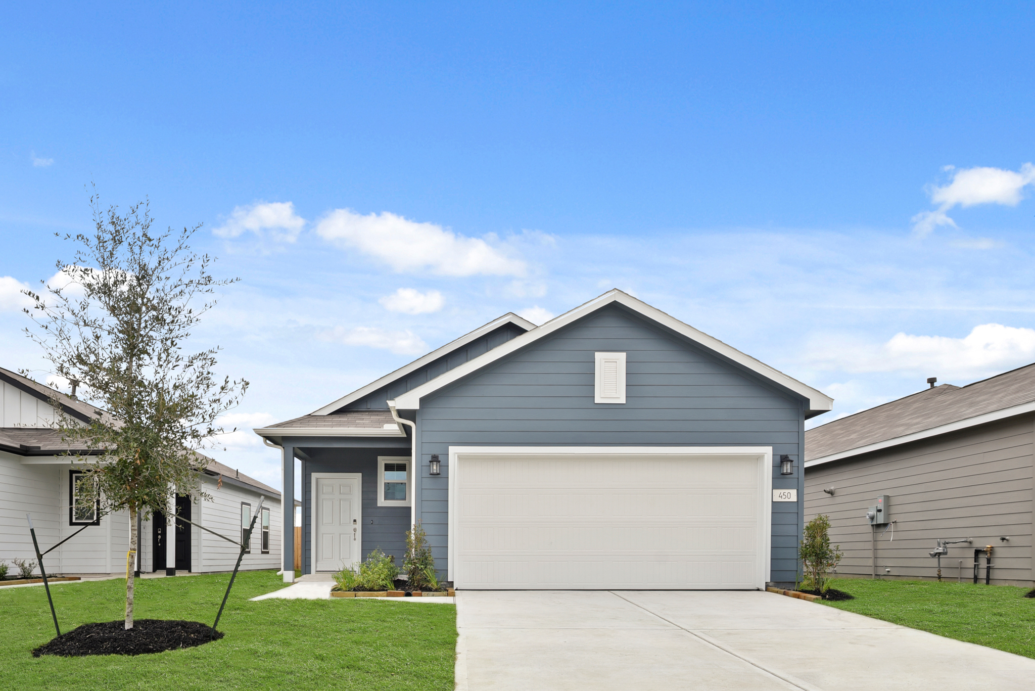 A house with a garage.