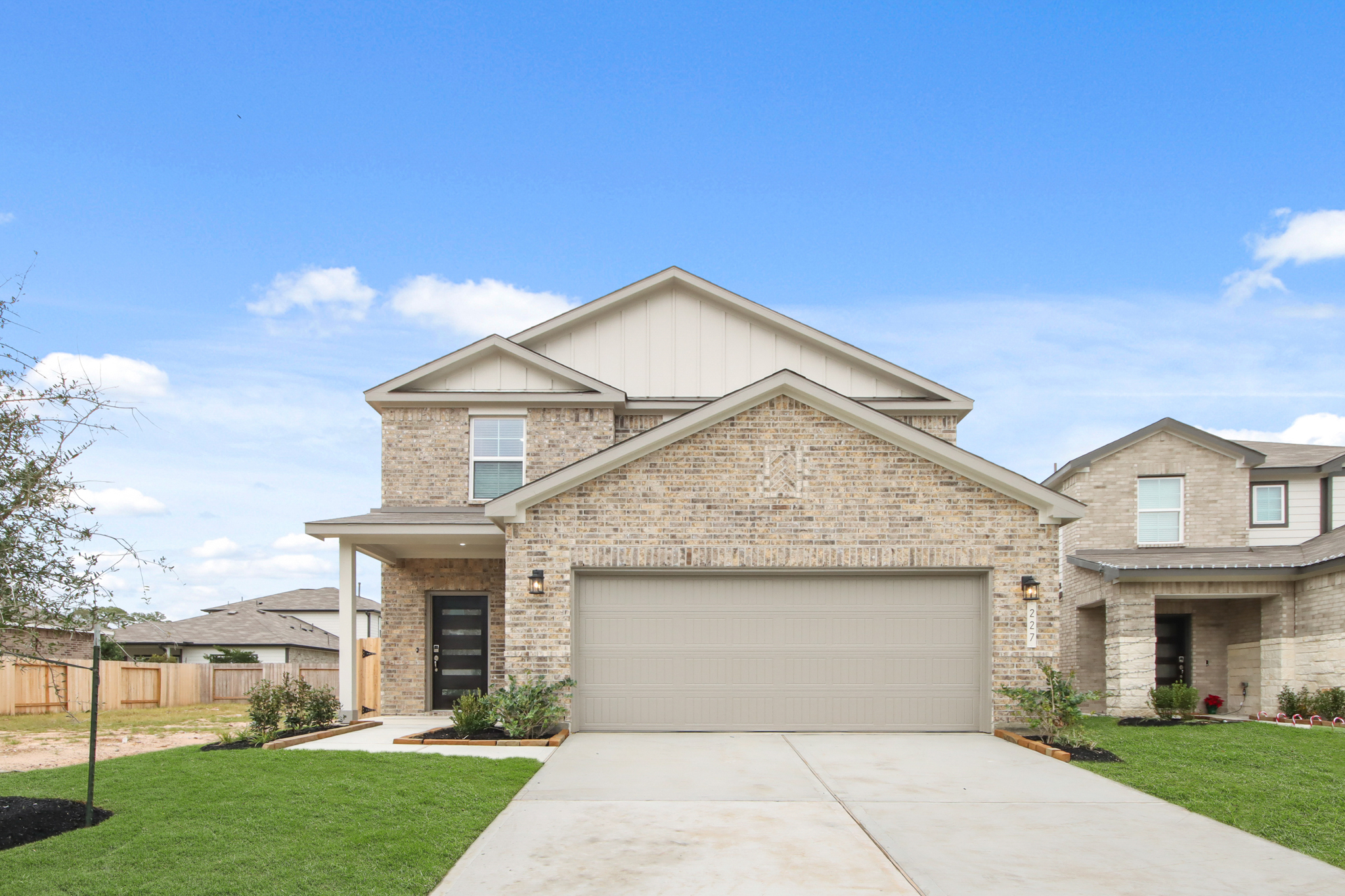 A house with a garage.