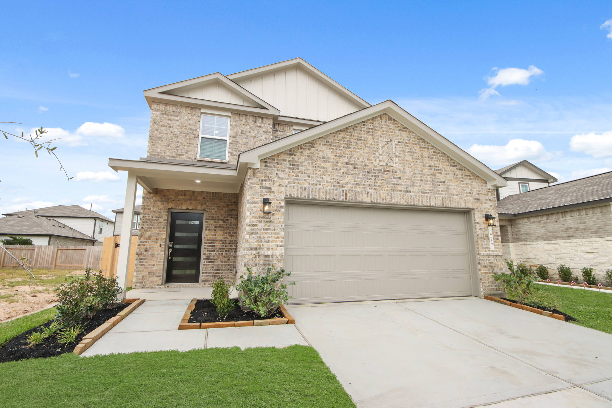 A house with a garage.