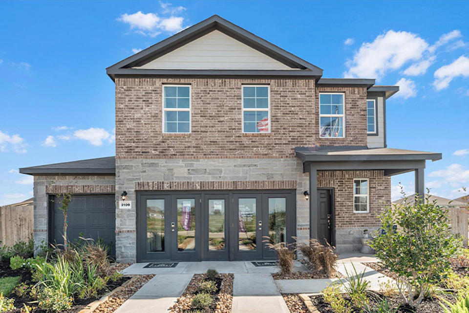 A house with glass doors.