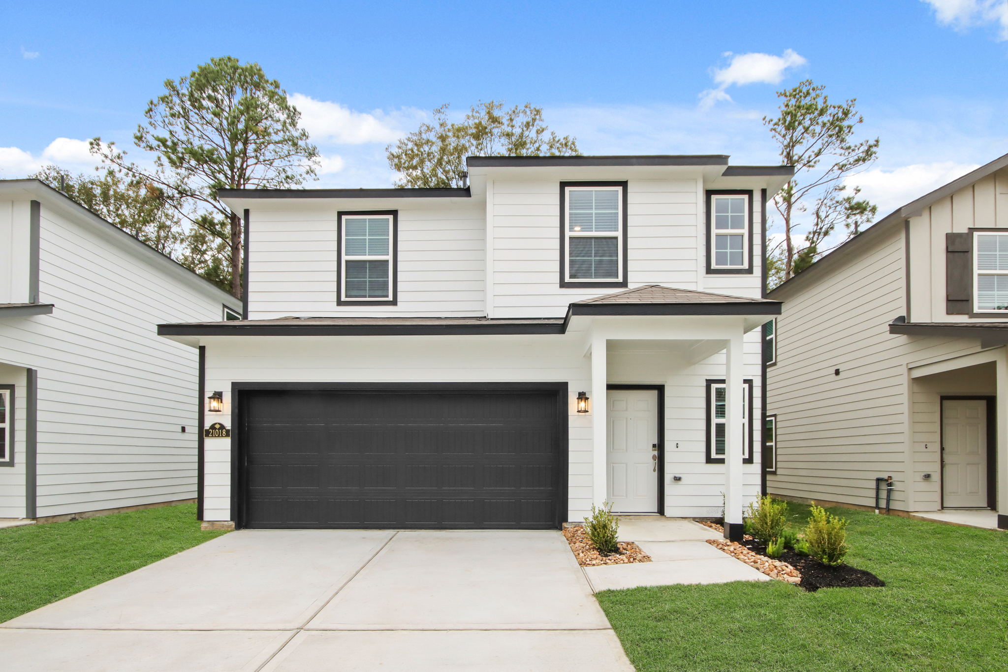 A house with a garage.