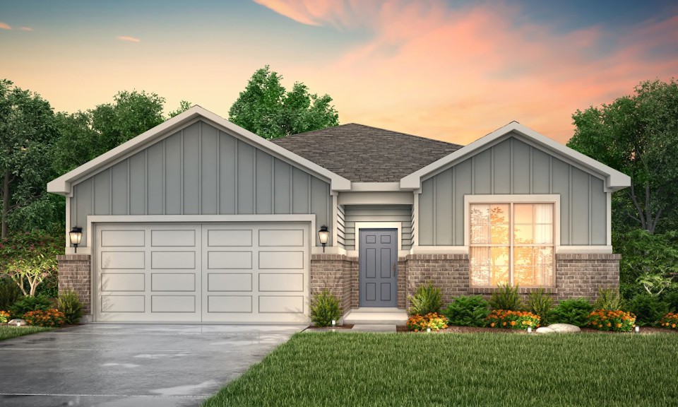 A house with a garage.