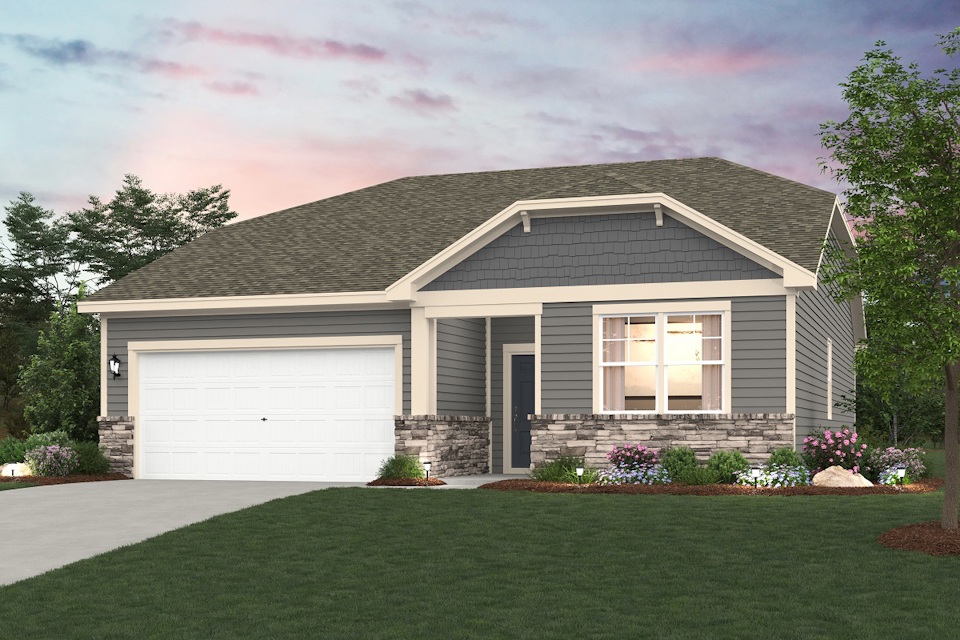 A house with a garage.