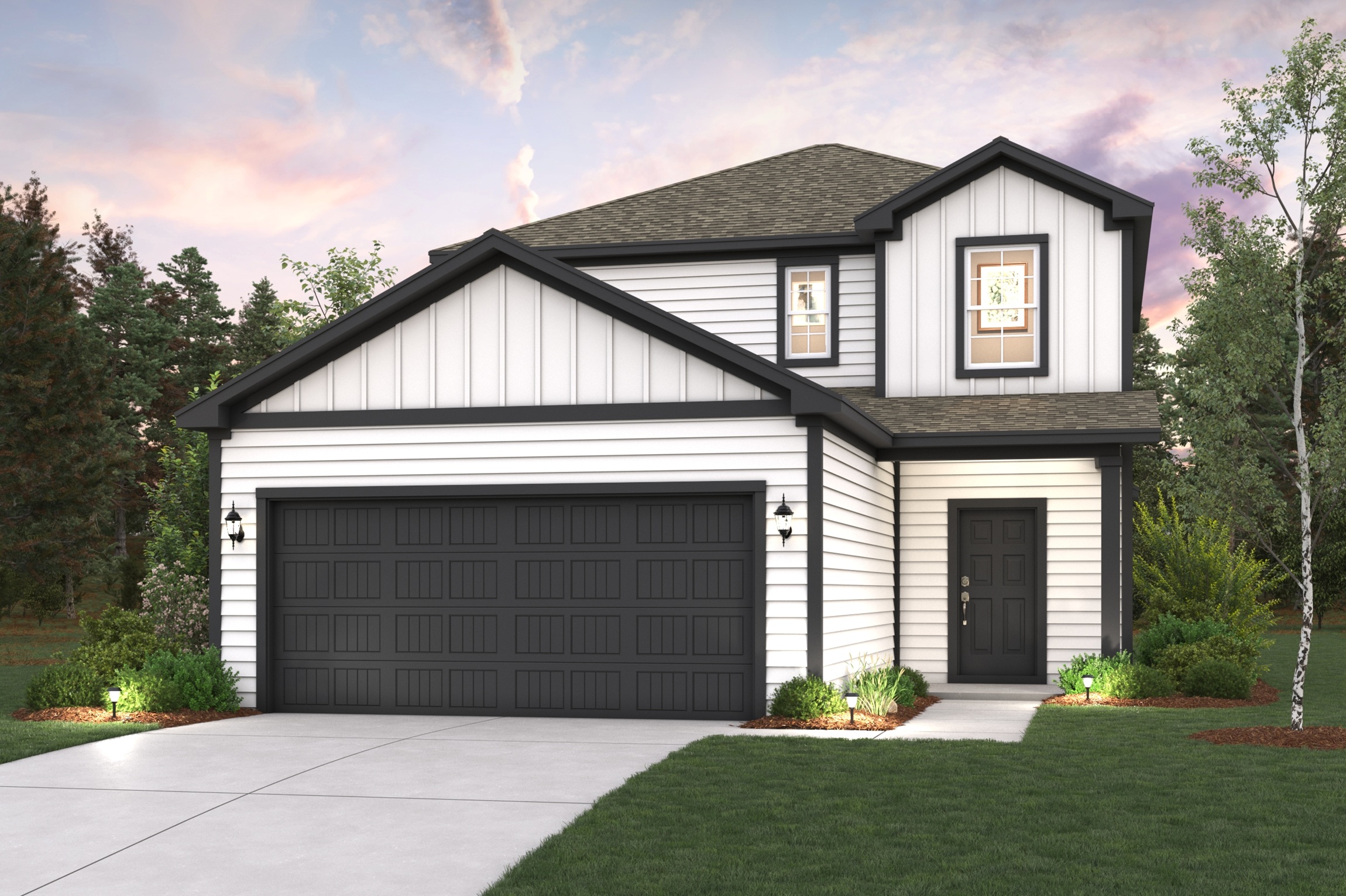 A house with a garage.