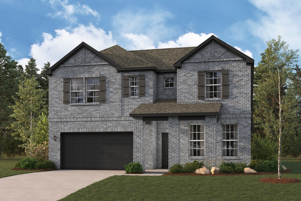 A large house with a garage.