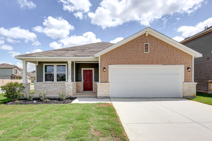 A house with a garage.