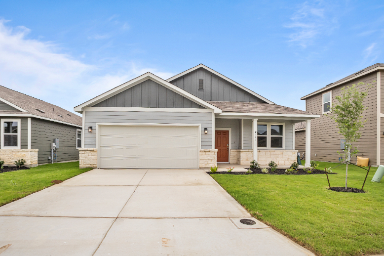 A house with a garage.