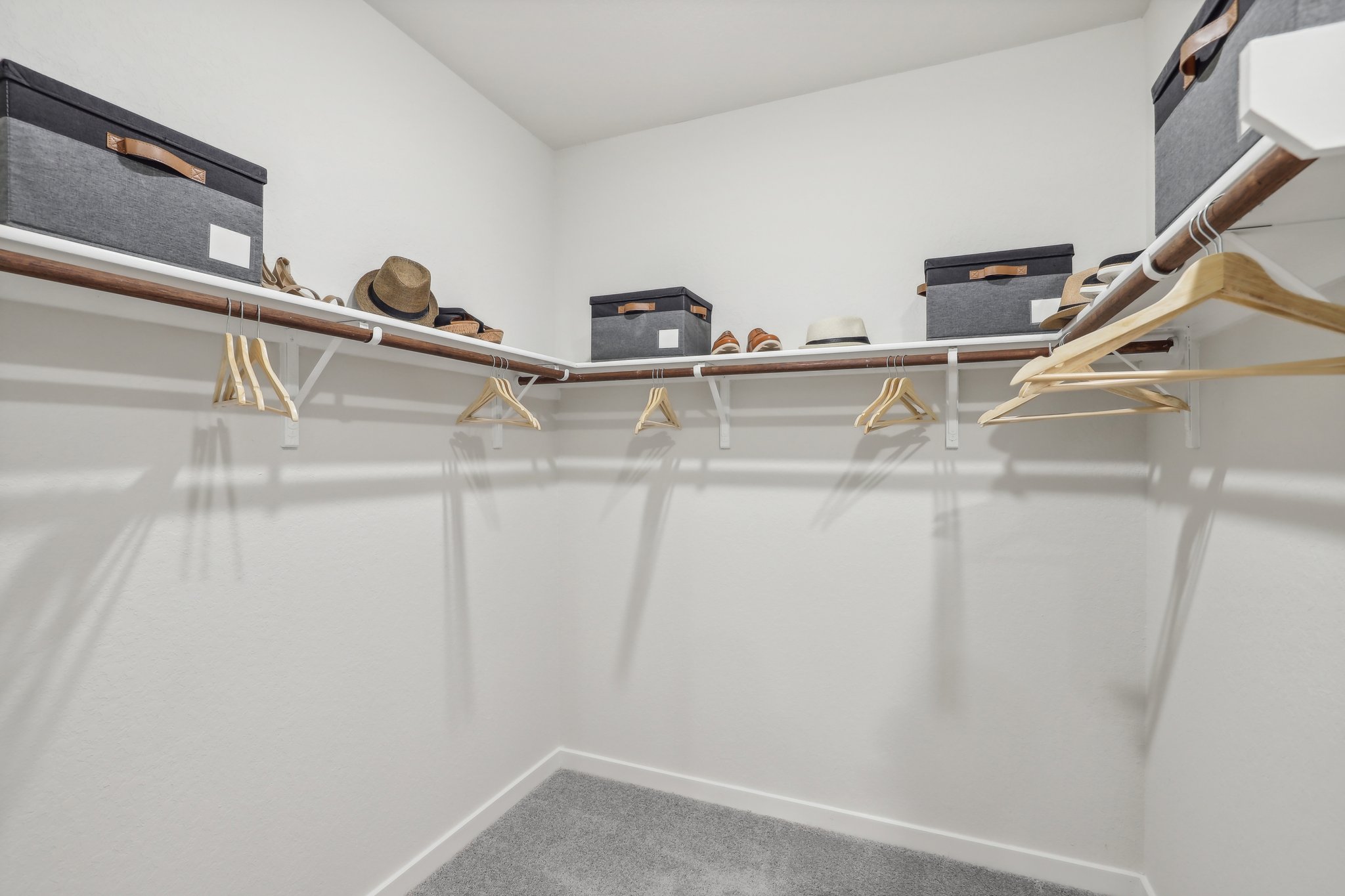 A room with a few objects on the wall.