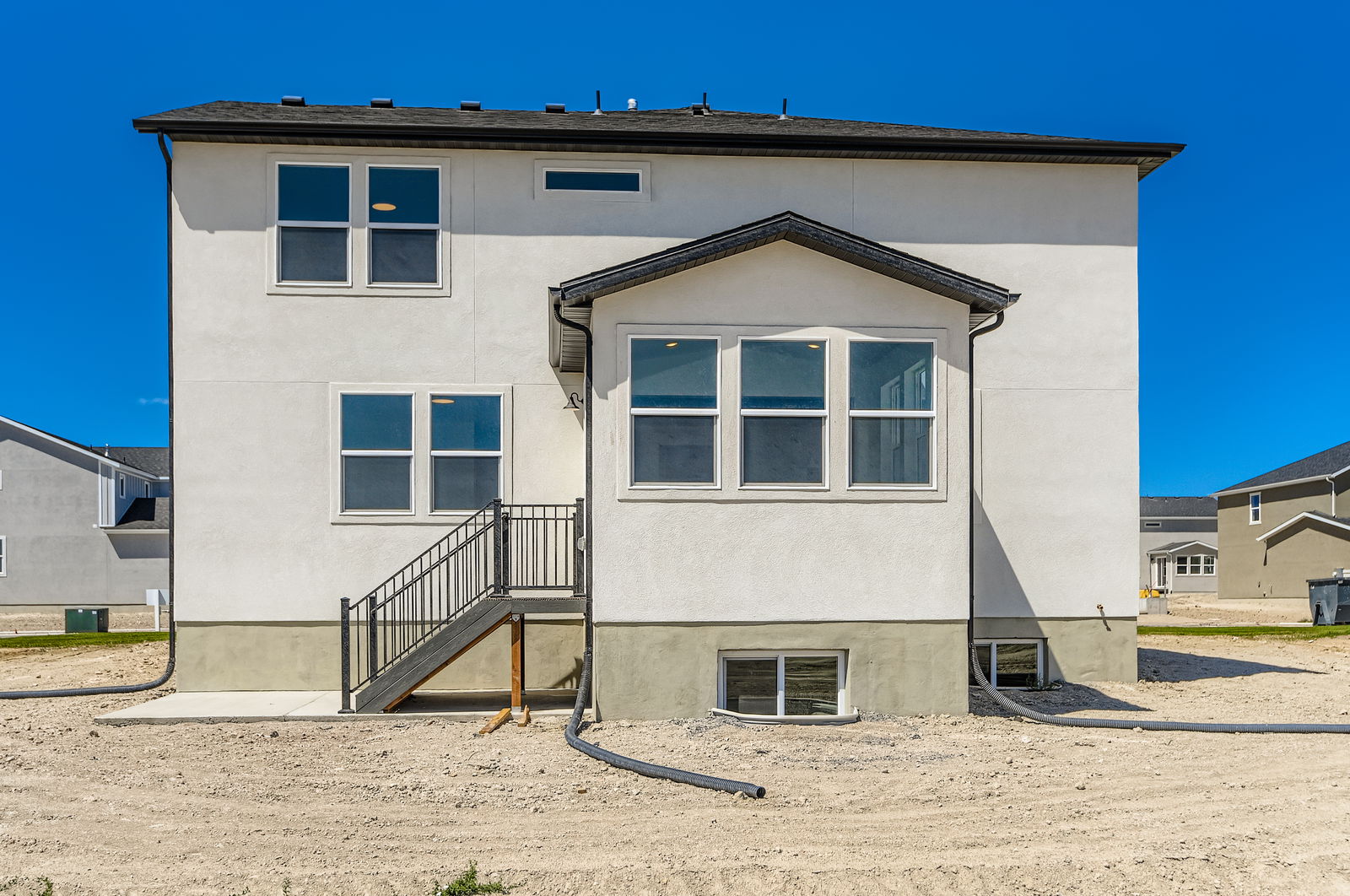 A house with a staircase.