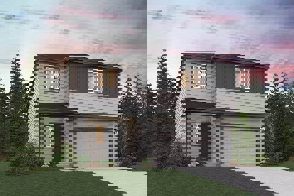 A house with a garage.
