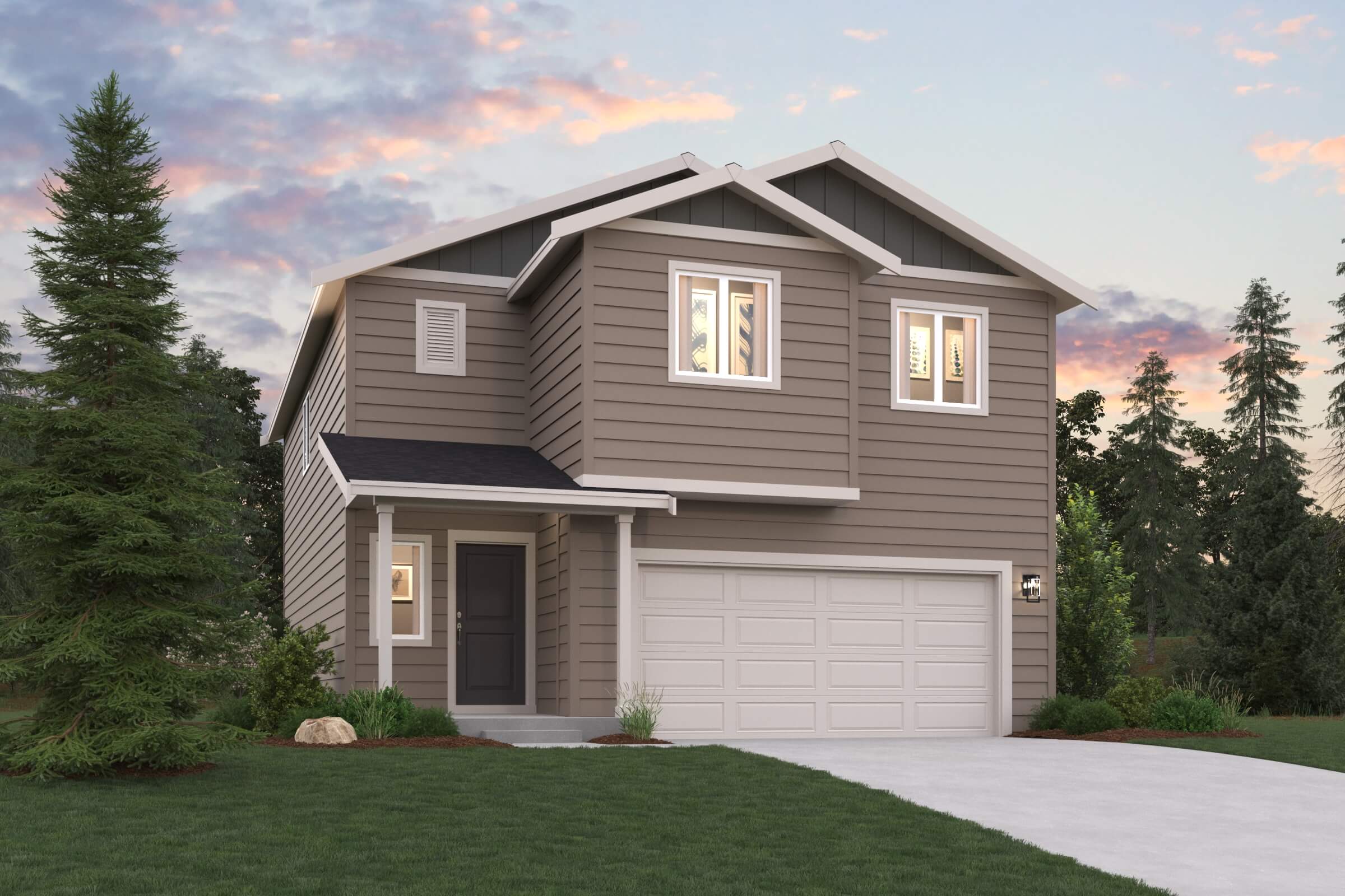 A house with a garage.