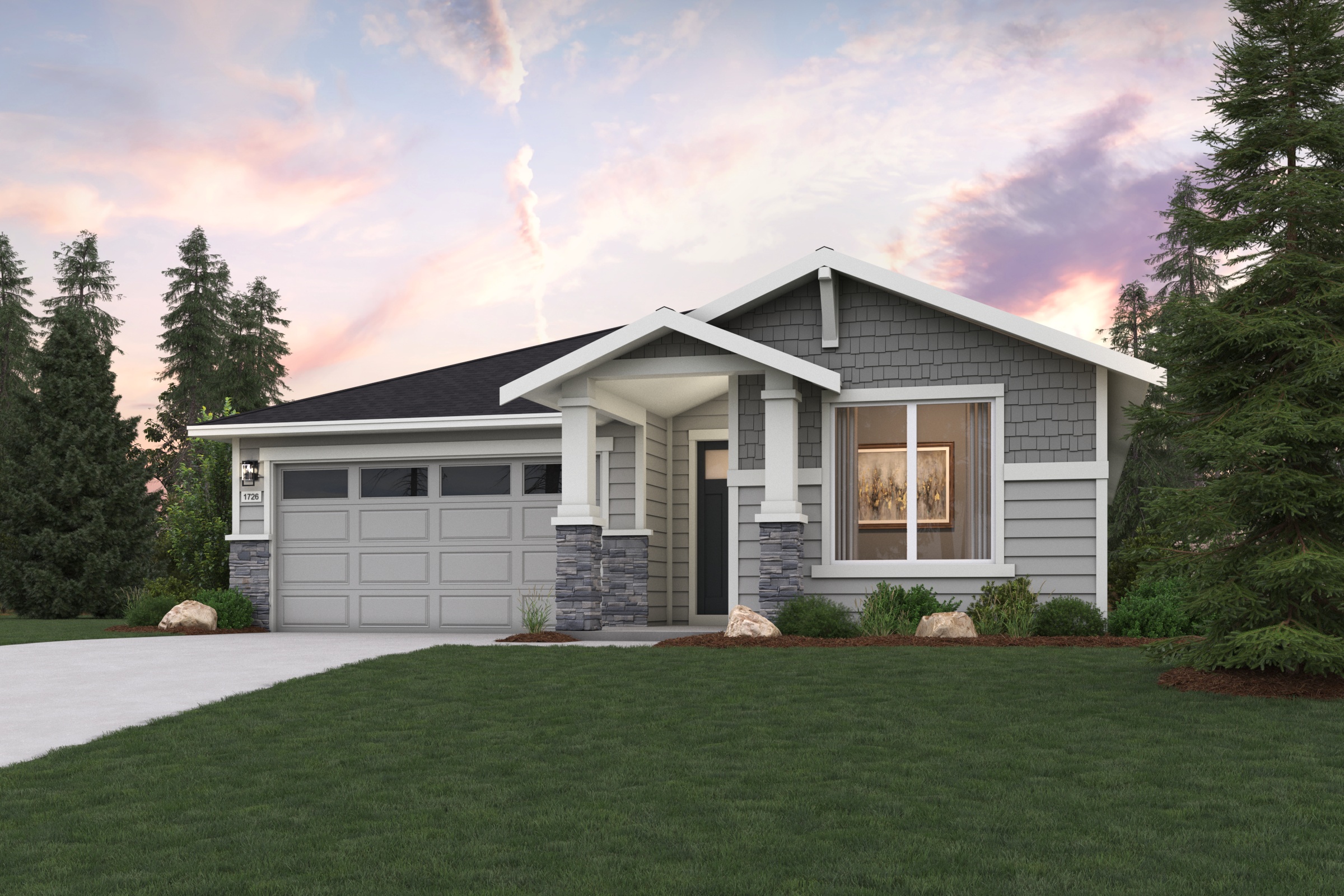 A house with a lawn in front of it.