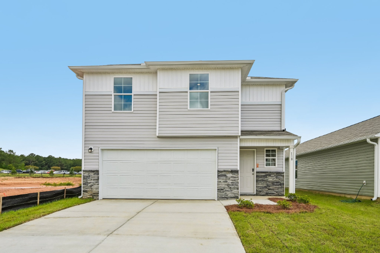 A house with a garage.