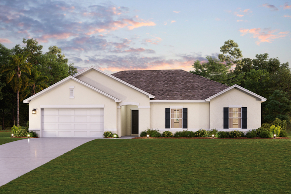 A house with a lawn.