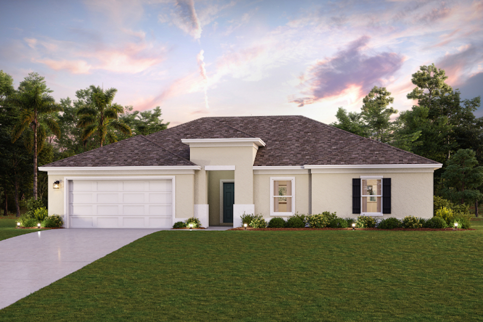 A house with a lawn.