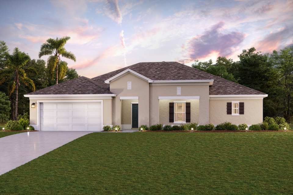 A house with a large lawn.