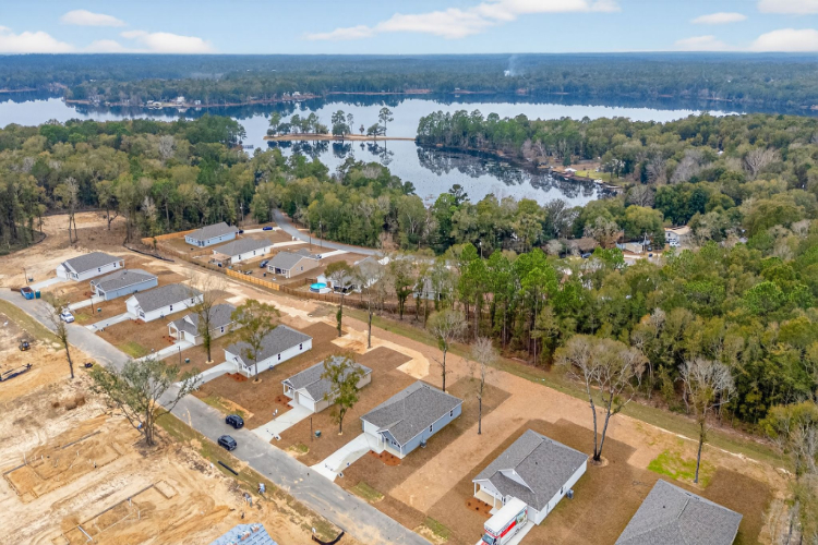 A high angle view of a town.